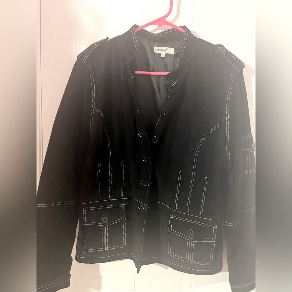 Brand new black suede jacket size 16